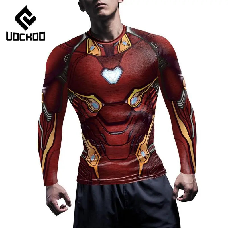 Koszulka kompresyjna Iron Man – krótkie rękawy, czerwona zbroja