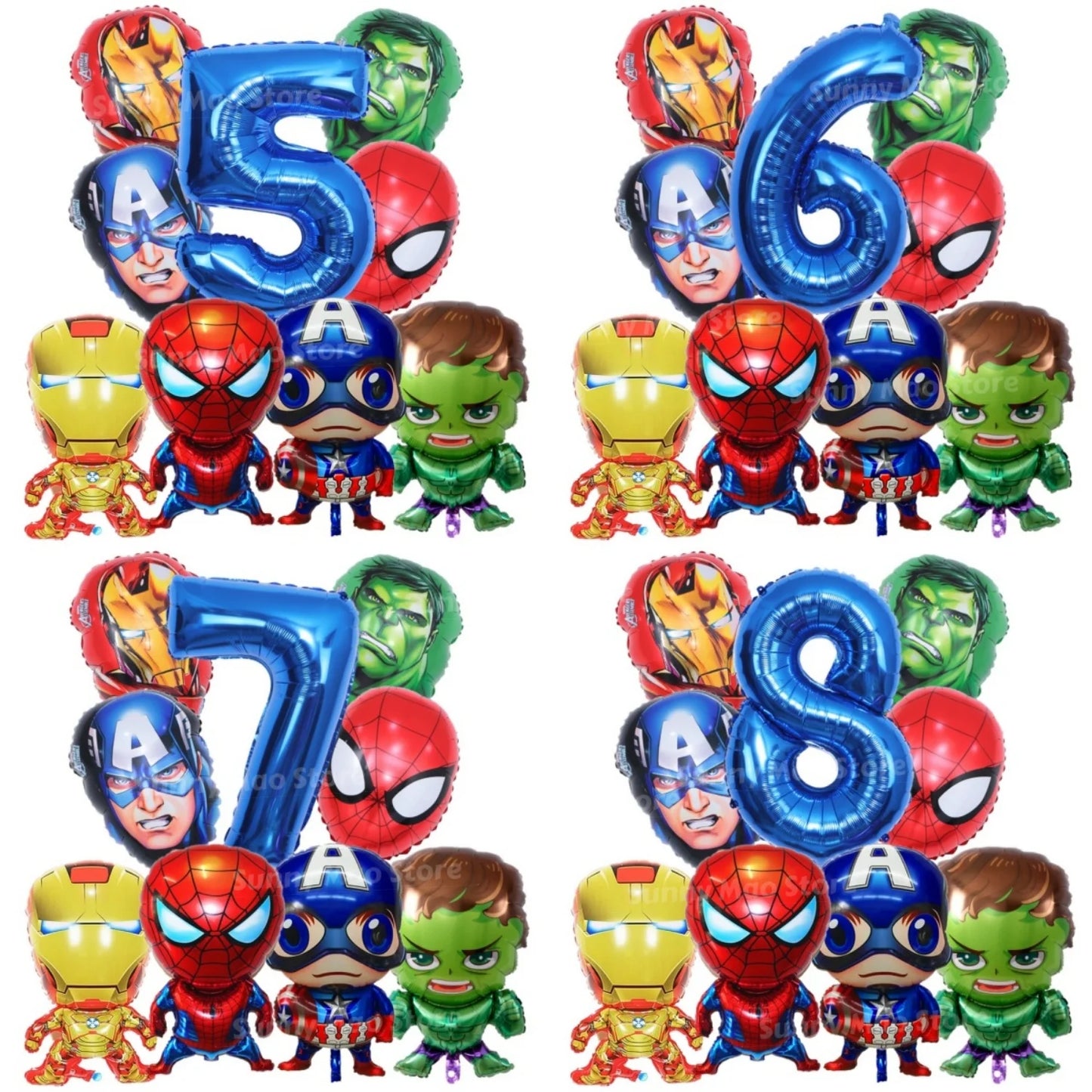 Zestaw dekoracji urodzinowych Avengers – balony z cyframi Iron Man Spider-Man