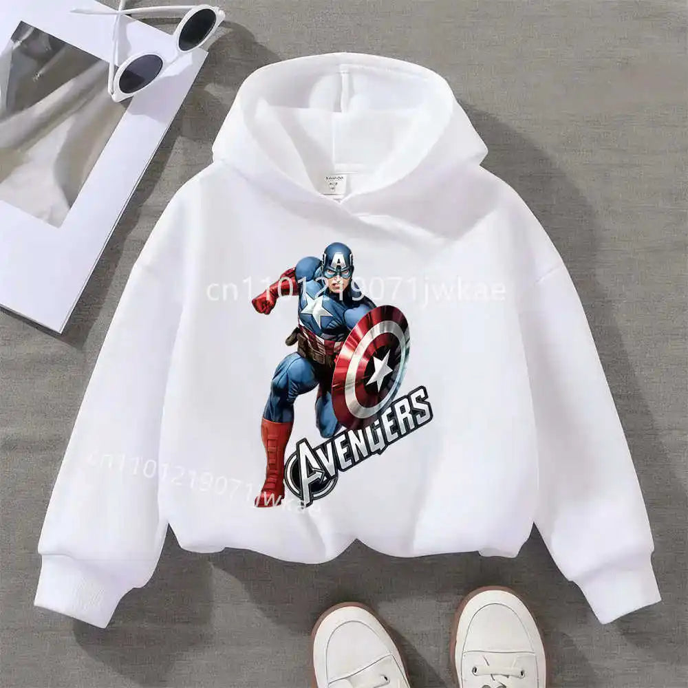 Dziecięca bluza z kapturem Avengers Kapitan Ameryka Solo – biała