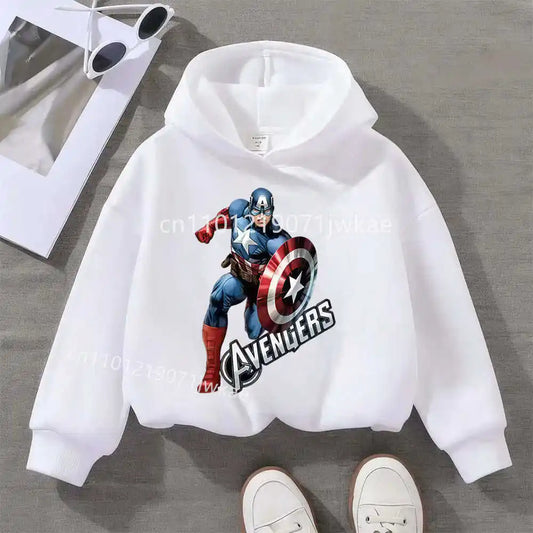 Dziecięca bluza z kapturem Avengers Kapitan Ameryka Solo – biała