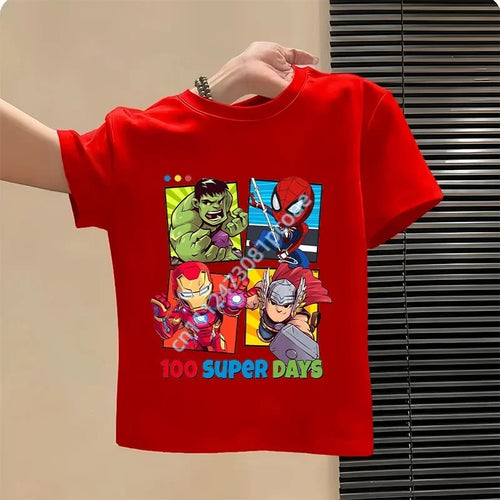 Dziecięcy T-shirt Avengers 100 Super Days - czerwony
