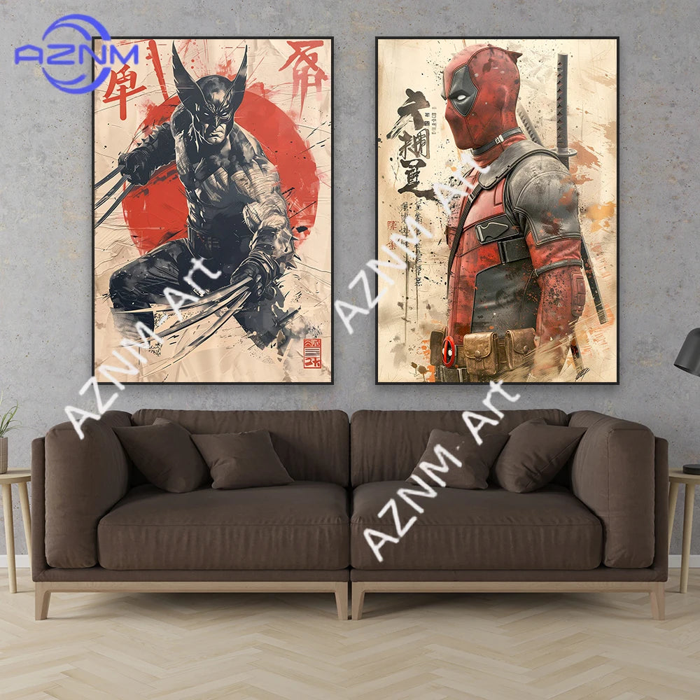 Plakat Avengers Deadpool – japoński styl samurajski
