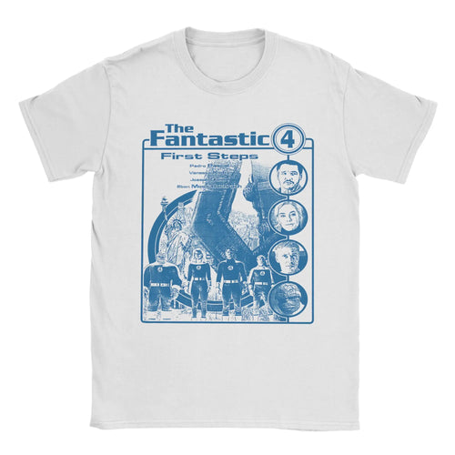 T-shirt The Fantastic 4 First Steps – retro niebieski plakat, unisex