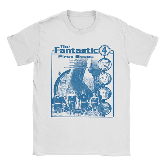 T-shirt The Fantastic 4 First Steps – retro niebieski plakat, unisex