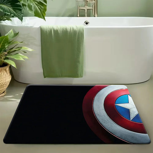 Mata łazienkowa Avengers Kapitan Ameryka – minimalistyczna czarna tarcza