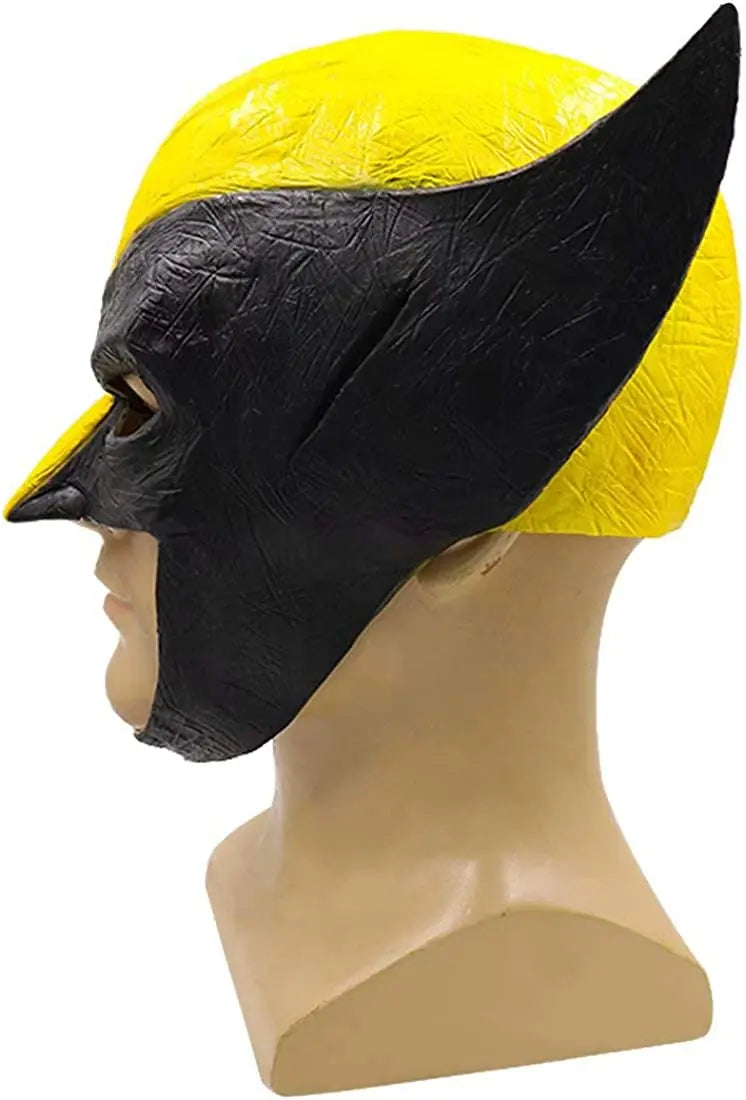 Maska cosplay Wolverine — żółto-czarna lateksowa maska zakrywająca połowę twarzy