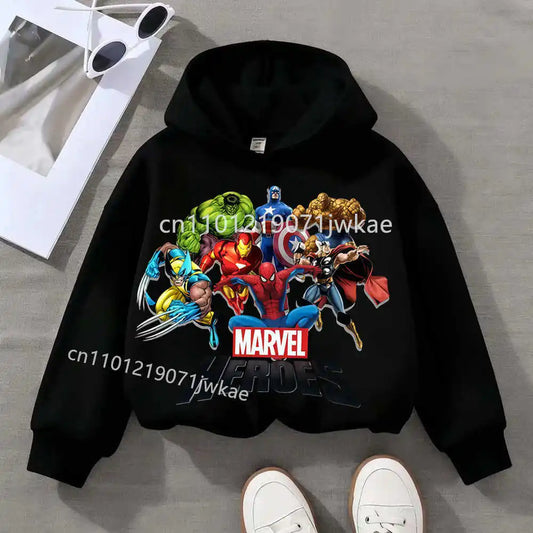 Dziecięca bluza z kapturem Marvel Heroes Group – czarna