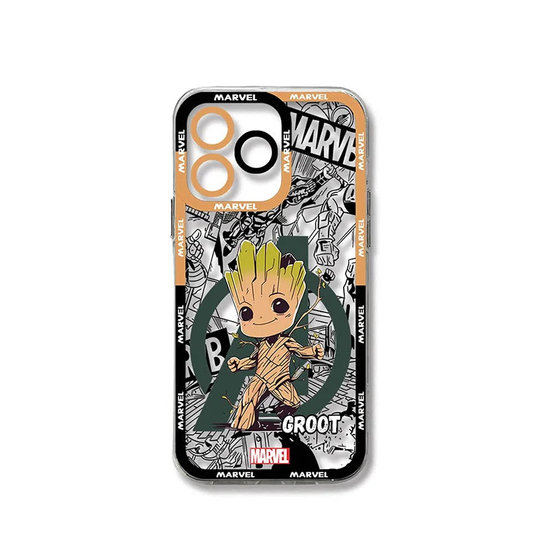 Etui Oppo Baby Groot – chibi Marvel, zielone komiksowe tło