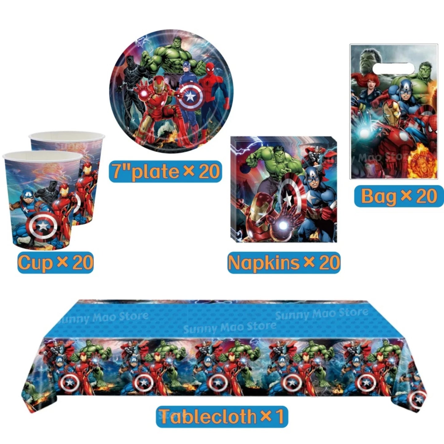 Zestaw dekoracji urodzinowych Avengers – balony z cyframi Iron Man Spider-Man