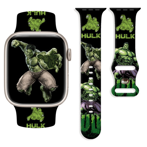 Pasek do Apple Watch Hulk – skok, logo HULK, czarne tło