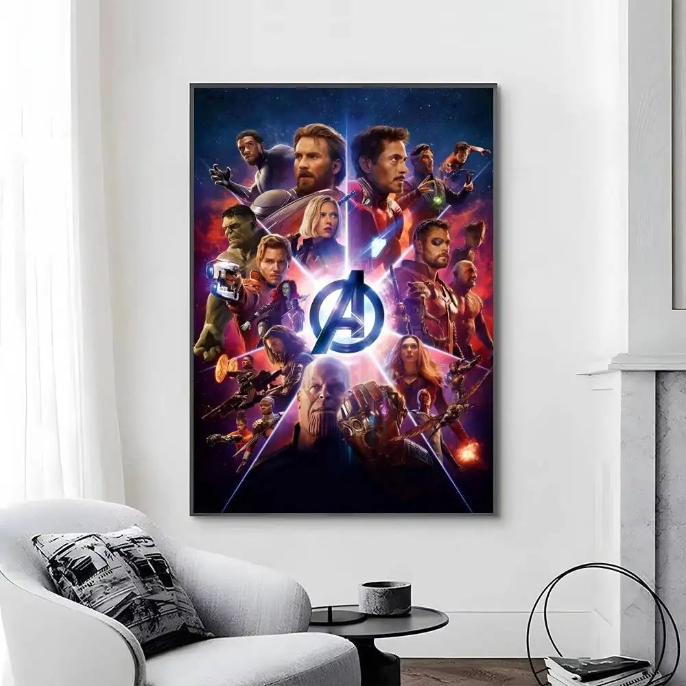 Plakat Avengers Infinity War – projekt z drużyną i czerwonym logo