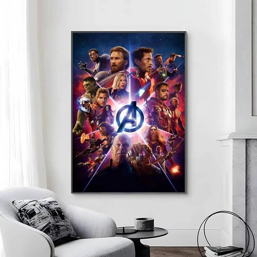 Plakat Avengers Infinity War – projekt z drużyną i czerwonym logo