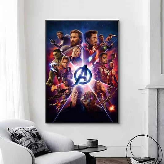 Plakat Avengers Infinity War – projekt z drużyną i czerwonym logo