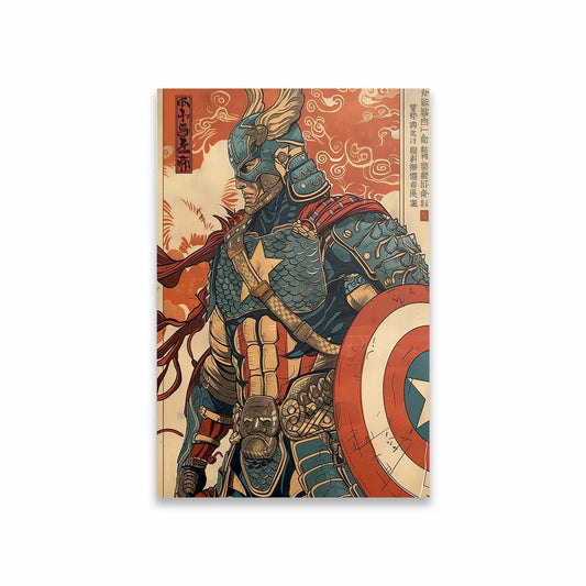 Plakat Captain America – zbroja w japońskim stylu samurajskim