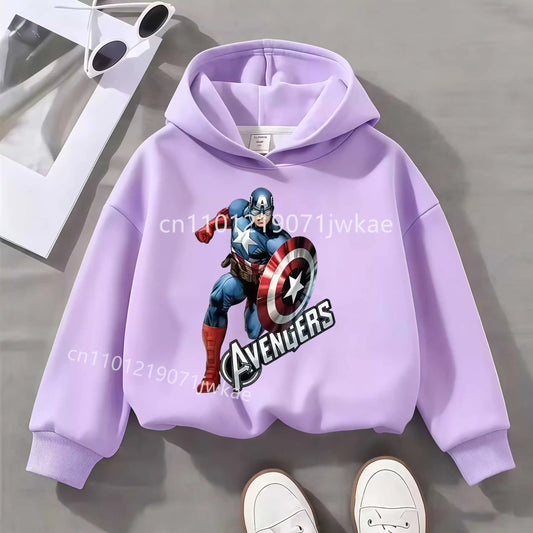Dziecięca bluza z kapturem Avengers Kapitan Ameryka Solo – liliowa