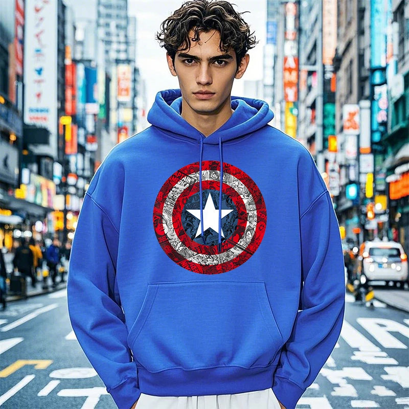 Bluza z kapturem Captain America – tarcza w stylu komiksowym