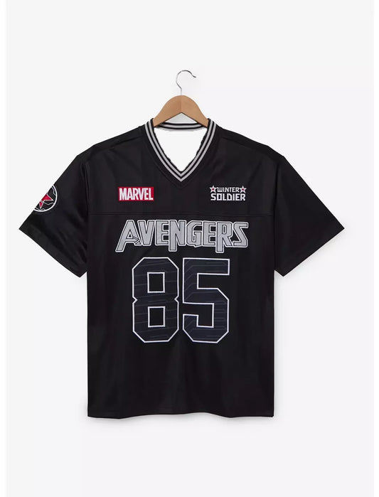 Czarny T-shirt Avengers Winter Soldier – koszulka sportowa z dekoltem w serek