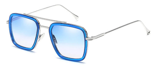 Okulary Avengers Iron Man – styl Edith, niebieskie oprawki