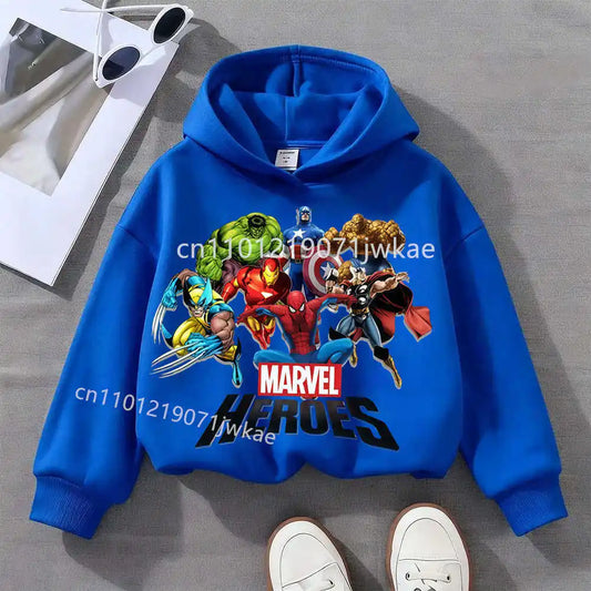 Dziecięca bluza z kapturem Marvel Heroes Group – niebieska