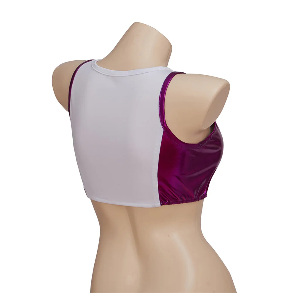 Sportowy top She-Hulk – biały i fioletowy crop top