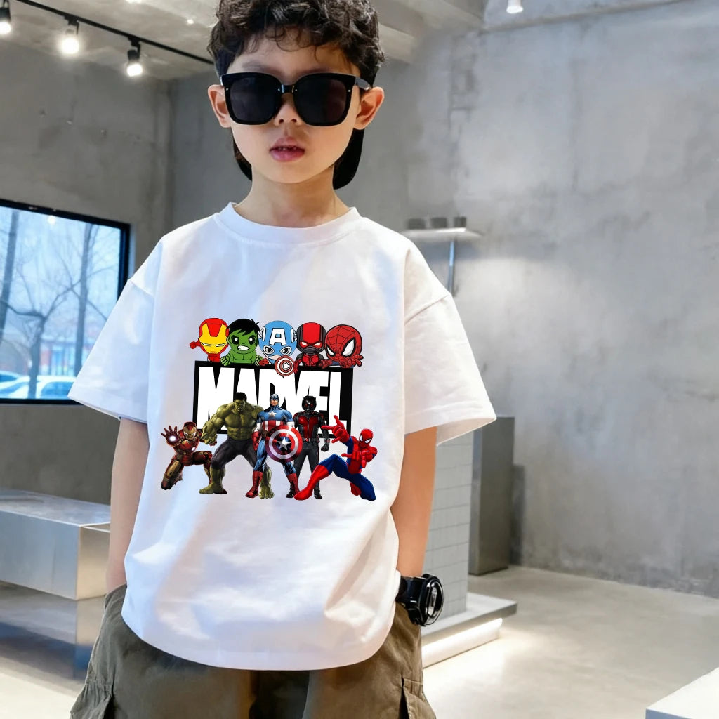 Dziecięcy T-shirt Marvel — wielokolorowa grupa postaci chibi