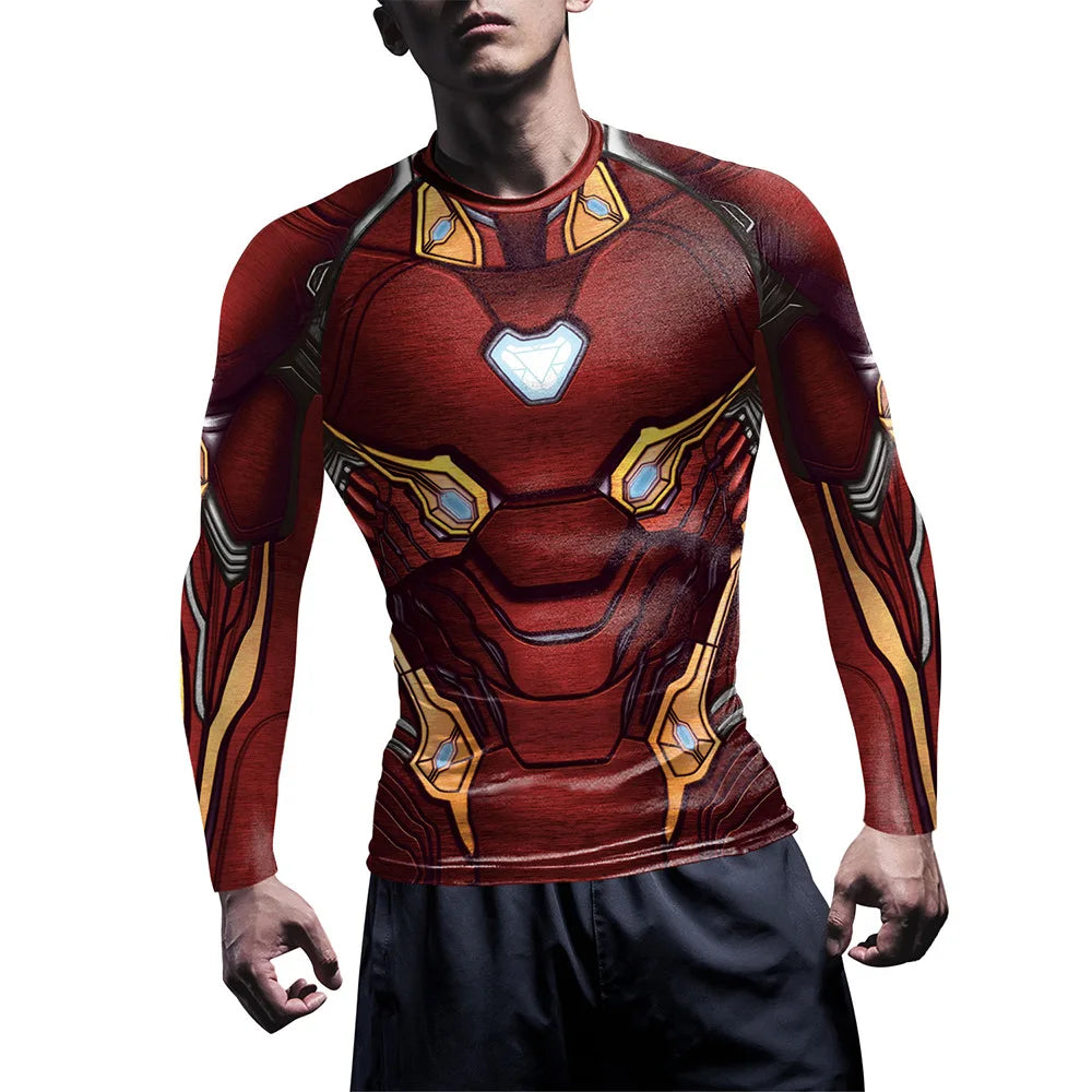 Koszulka kompresyjna Iron Man – długie rękawy, czerwona zbroja
