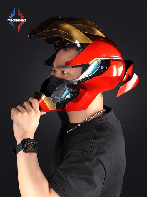 Kask Iron Man Avengers – zautomatyzowany cosplayowy MK50 w kolorze czerwono-złotym
