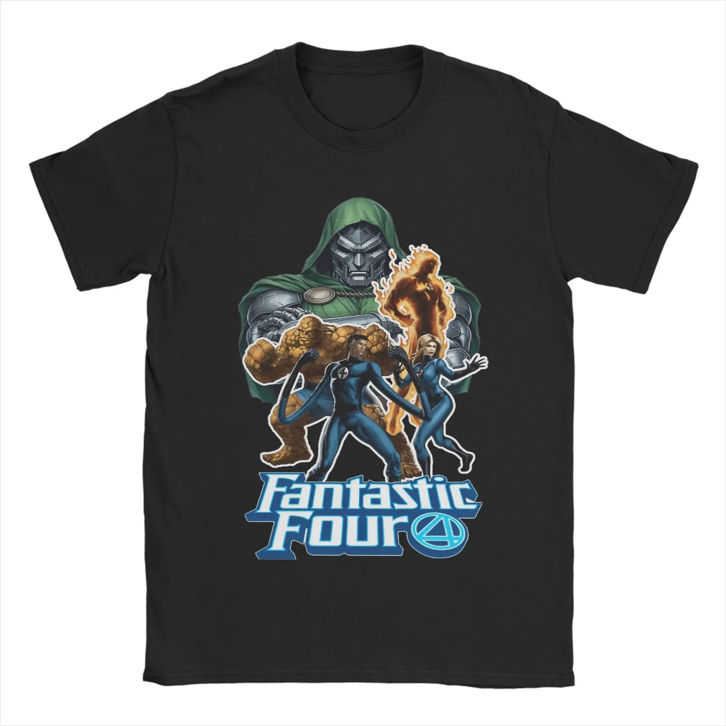 T-shirt The Fantastic 4 First Steps – retro niebieski plakat, unisex