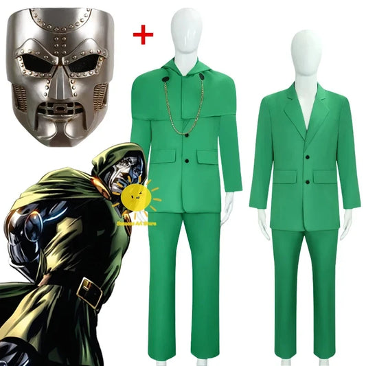 Kostium cosplay Doctor Doom — maska i zielony kombinezon