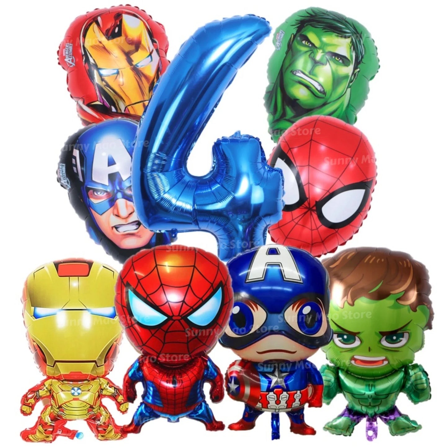 Zestaw dekoracji urodzinowych Avengers – balony z cyframi Iron Man Spider-Man