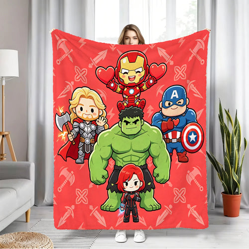 Koc polarowy Avengers Chibi – czerwona drużyna