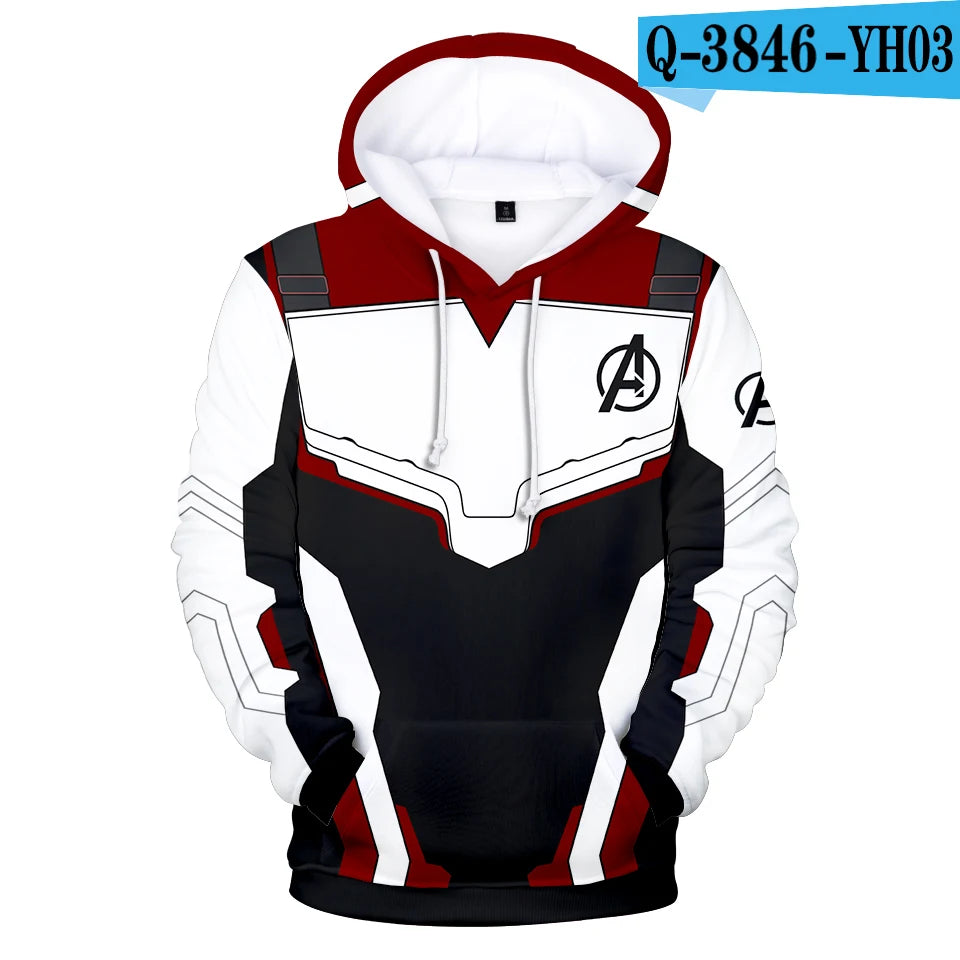 Bluza z kapturem Avengers: Endgame — biało-czerwony kombinezon kwantowy 3D