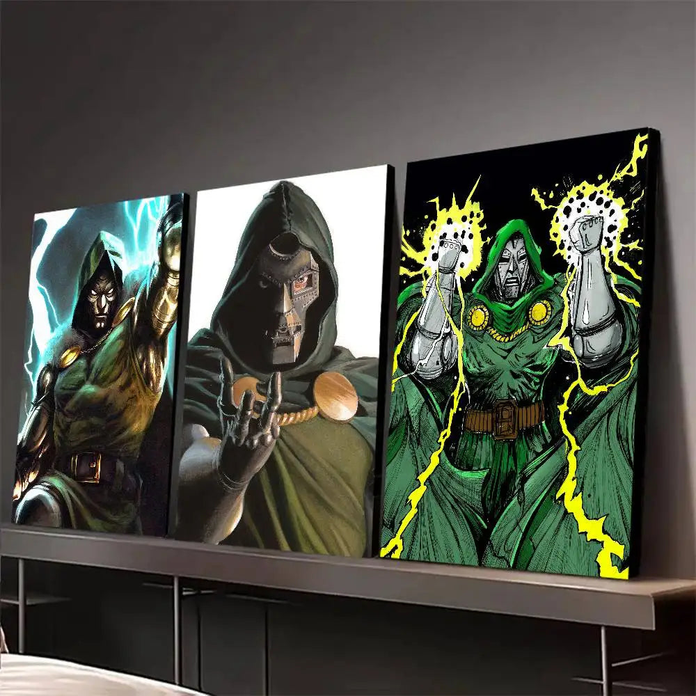 Obraz ścienny Doctor Doom – tryptyk z 3 paneli, zielone błyskawice