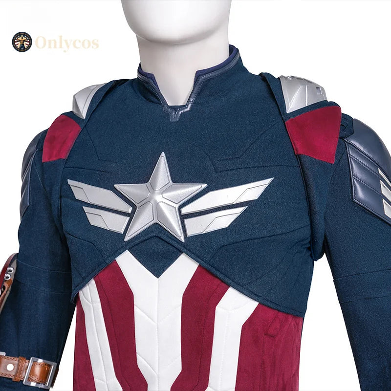 Kostium Captain America (Falcon) – niebiesko-biało-czerwony strój ze zbroją i tarczą