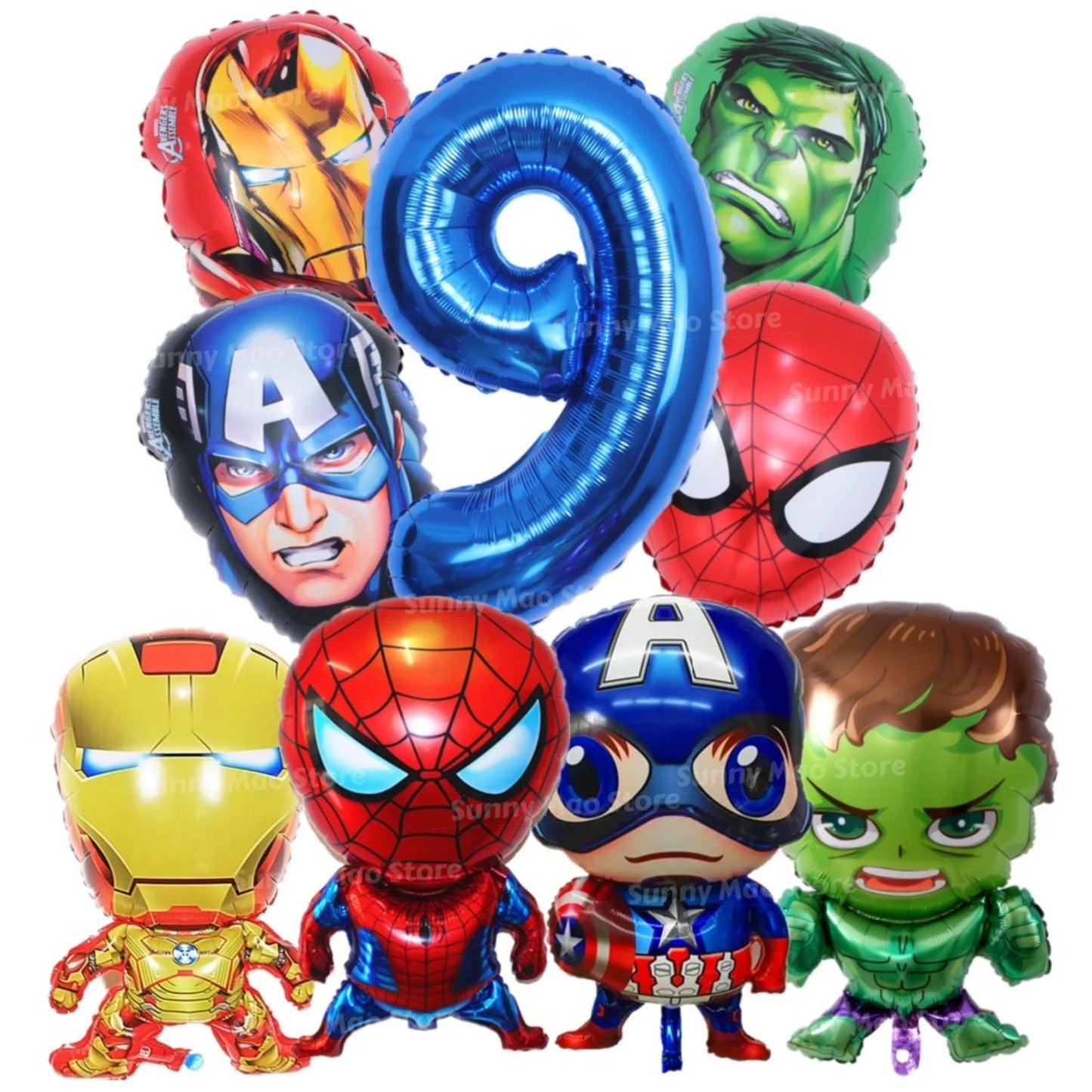 Zestaw dekoracji urodzinowych Avengers – balony z cyframi Iron Man Spider-Man