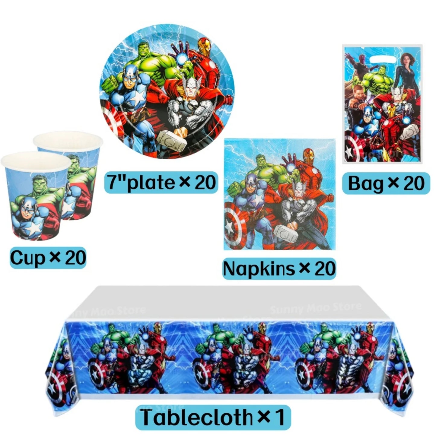 Zestaw dekoracji urodzinowych Avengers – balony z cyframi Iron Man Spider-Man