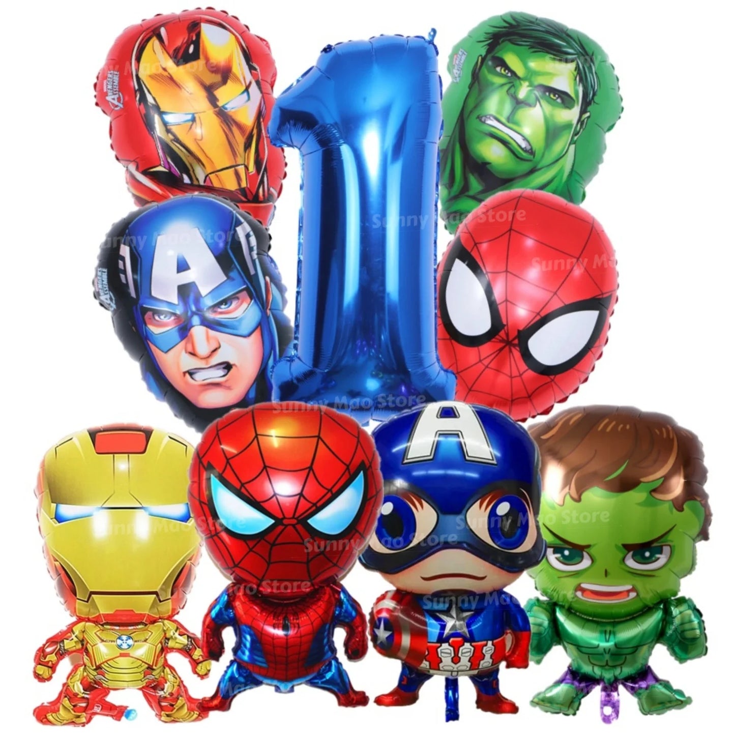 Zestaw dekoracji urodzinowych Avengers – balony z cyframi Iron Man Spider-Man
