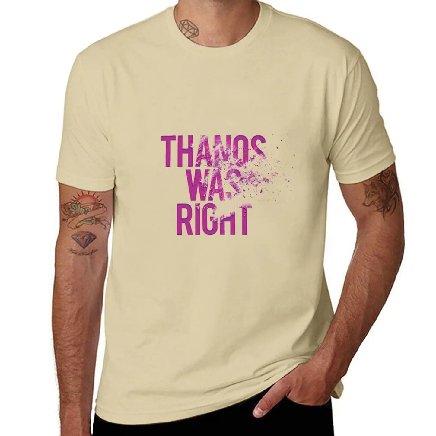 Koszulka Thanos Was Right – męska, napis z efektem pyłu