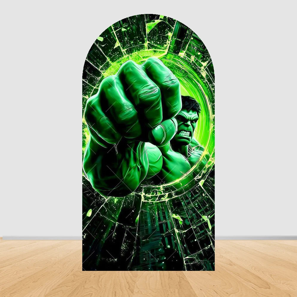 Tło imprezowe z łukiem Avengers Hulk – pięść rozbijająca szkło