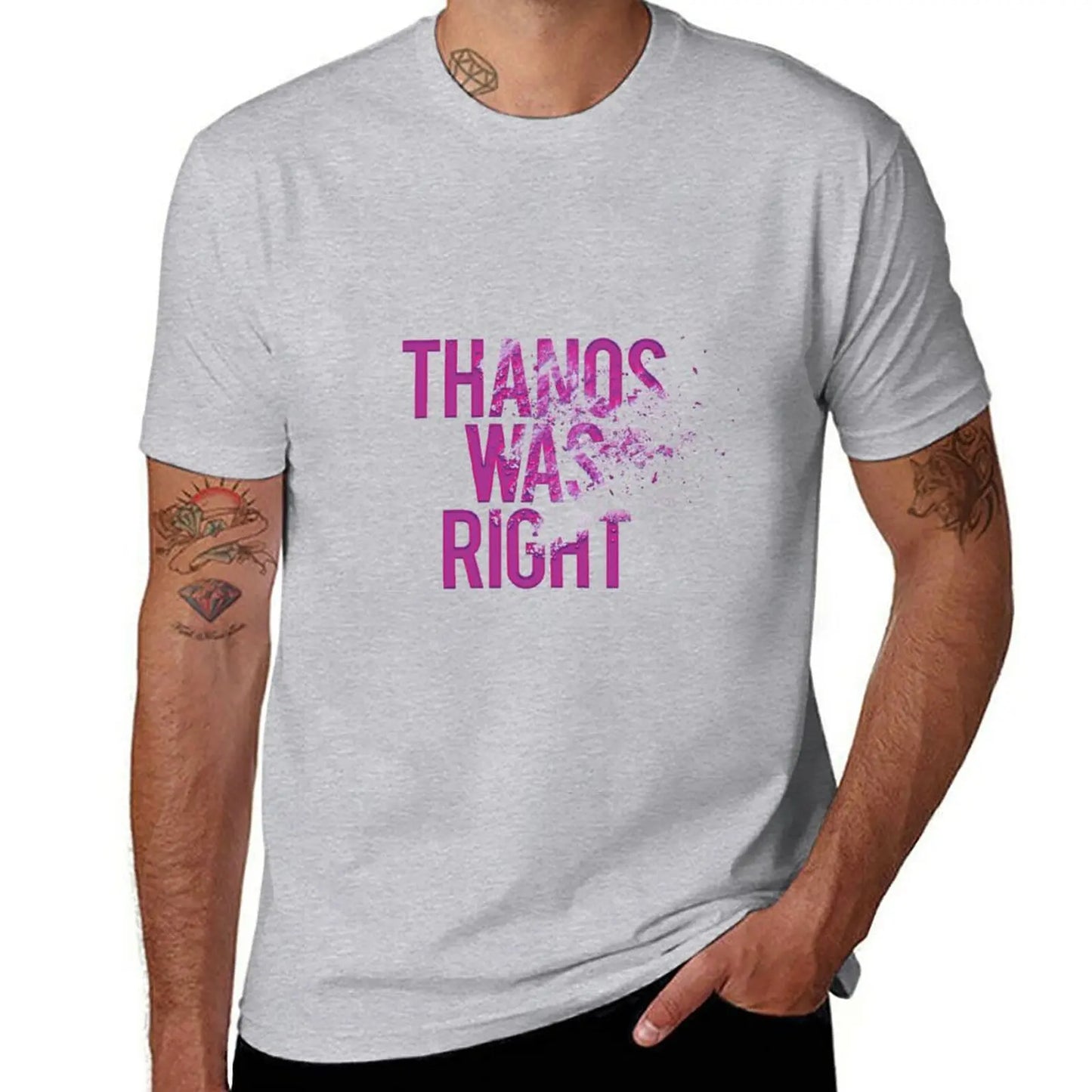 Koszulka Thanos Was Right – męska, napis z efektem pyłu