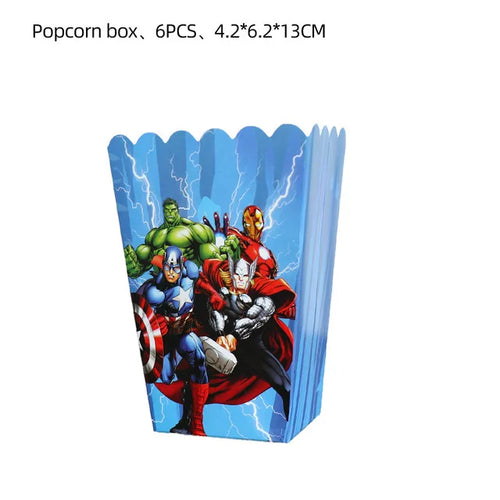 Dekoracje urodzinowe Avengers – pudełka na popcorn x6