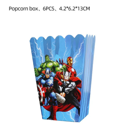Dekoracje urodzinowe Avengers – pudełka na popcorn x6