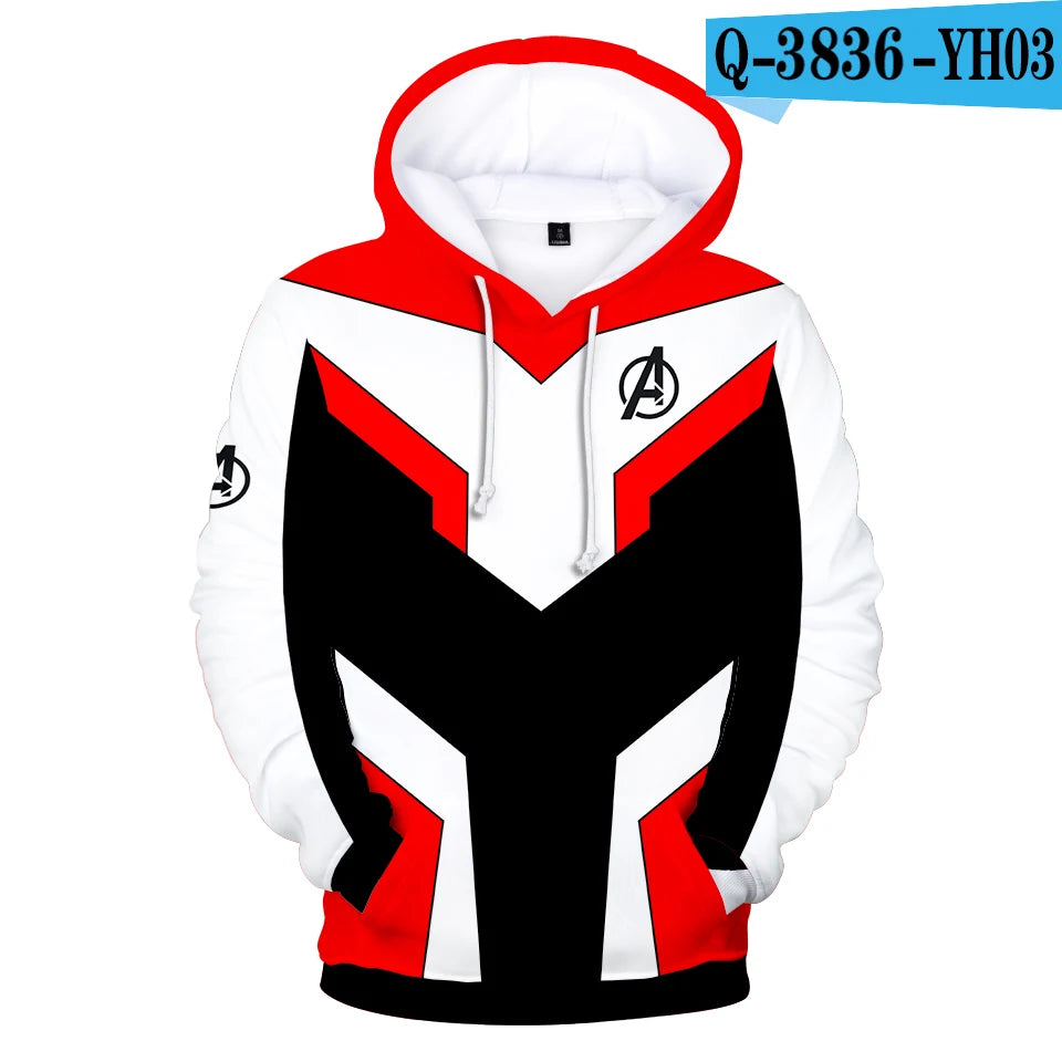 Bluza z kapturem Avengers: Endgame — biało-czerwony kombinezon kwantowy 3D