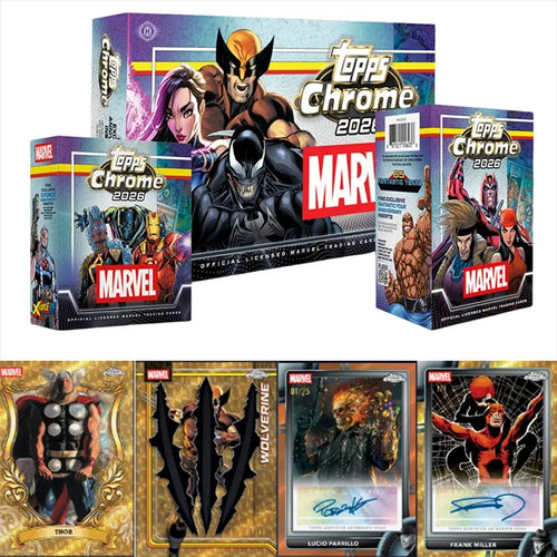 Karty kolekcjonerskie Topps Chrome Marvel Comics 2026 - oficjalny zestaw Wolverine Venom