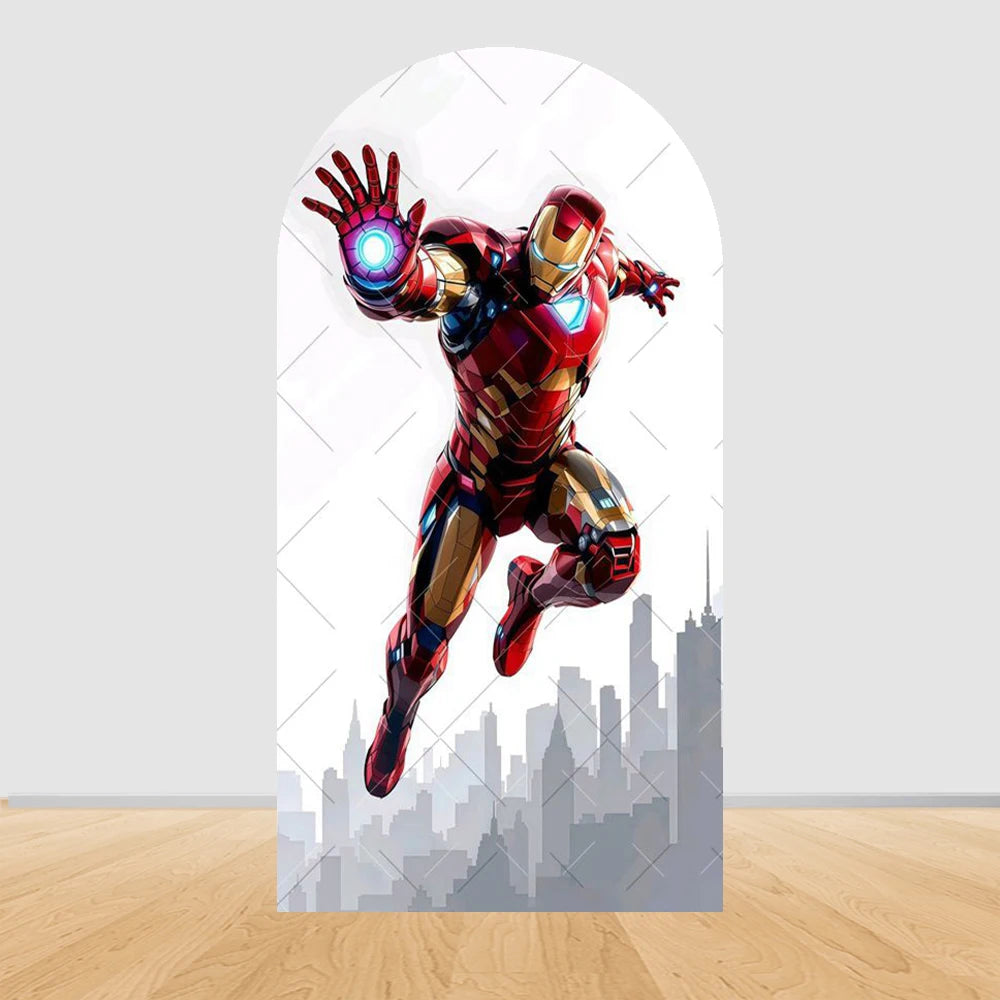 Tło imprezowe z łukiem Avengers Iron Man – lot z wyciągniętą dłonią